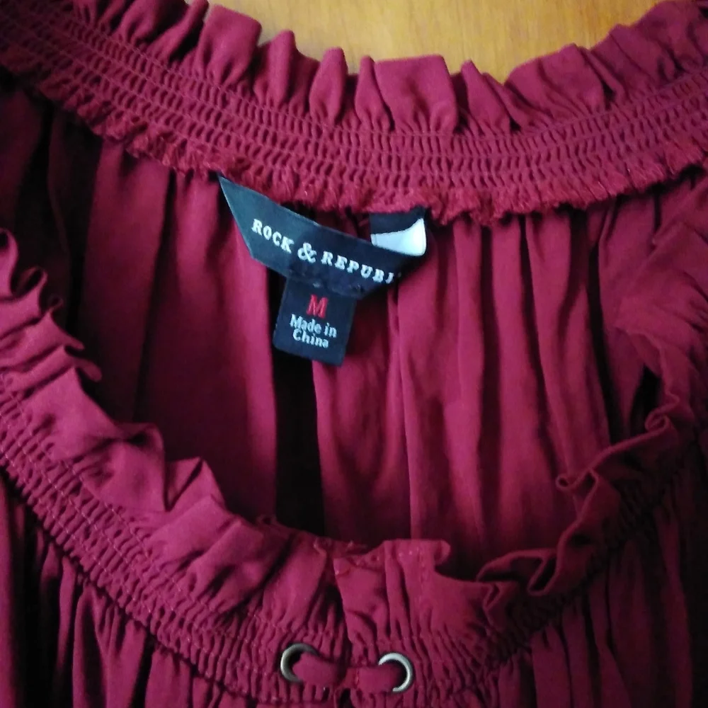 Rock & Republic Burgundy Shirt size M - Picture 4 of 7